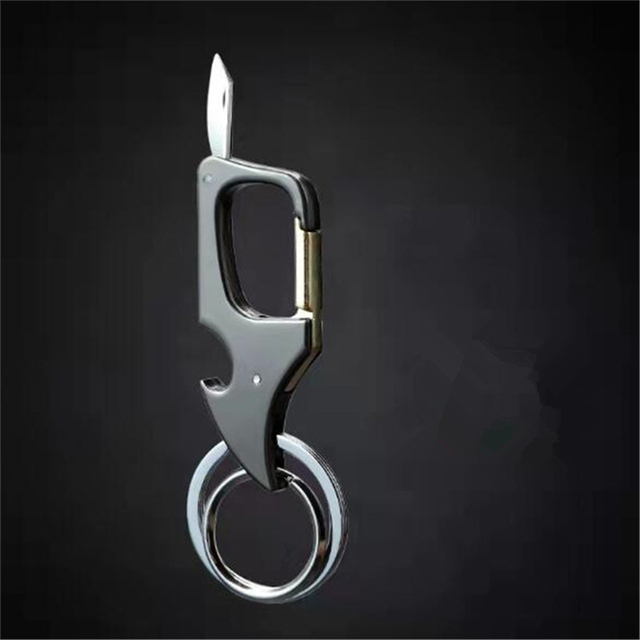 1Pc Classic Men Mini Knife Folding Keychain Multifunctional Waist Mount Carabiner Key Chain