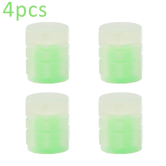 4PCS Luminous Valve Caps Fluorescent Green Blue Night Glowing Car Motorcycle Bicycle Wheel Styling Tyre Hub Luminous Cap Decor