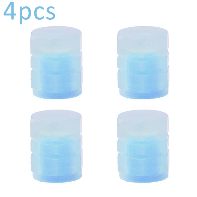 4PCS Luminous Valve Caps Fluorescent Green Blue Night Glowing Car Motorcycle Bicycle Wheel Styling Tyre Hub Luminous Cap Decor