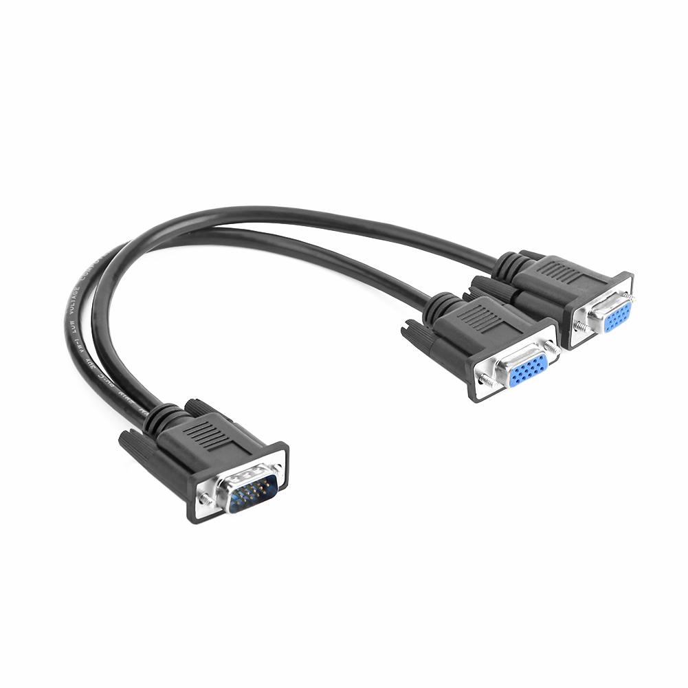 VGA VGA Splitter Cable Computer to Dual 2 Monitor Adapter Y Splitter Male to Female VGA Wire Cord for PC Laptop