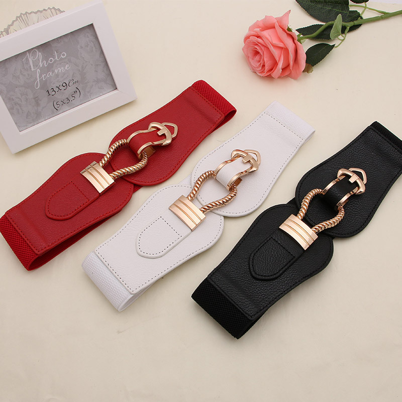 Fashion Dress Belts for Women Simple Waist Elastic Ladies Band Round Buckle Decoration Coat Sweater Party Belt Girdle Belt Gift