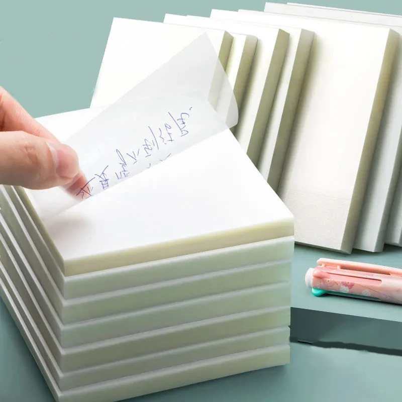 100PCS Reading Transparent Sticky Notes with Scrapes Stickers Sticky Simple and High-value Note Paper for Student Office Stationery