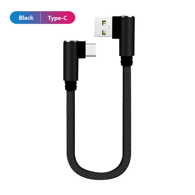 25cm USB to Type C Short Charging Cable Elbow 90 Degree USB C Micro USB Cable 2.4A Fast Charging Cord For Samsung Huawei Xiaomi