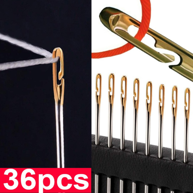 36Pcs Blind Needle Elderly Needle-side Hole Hand Household Sewing Stainless Steel Sewing Needless Threading Diy Jewelry