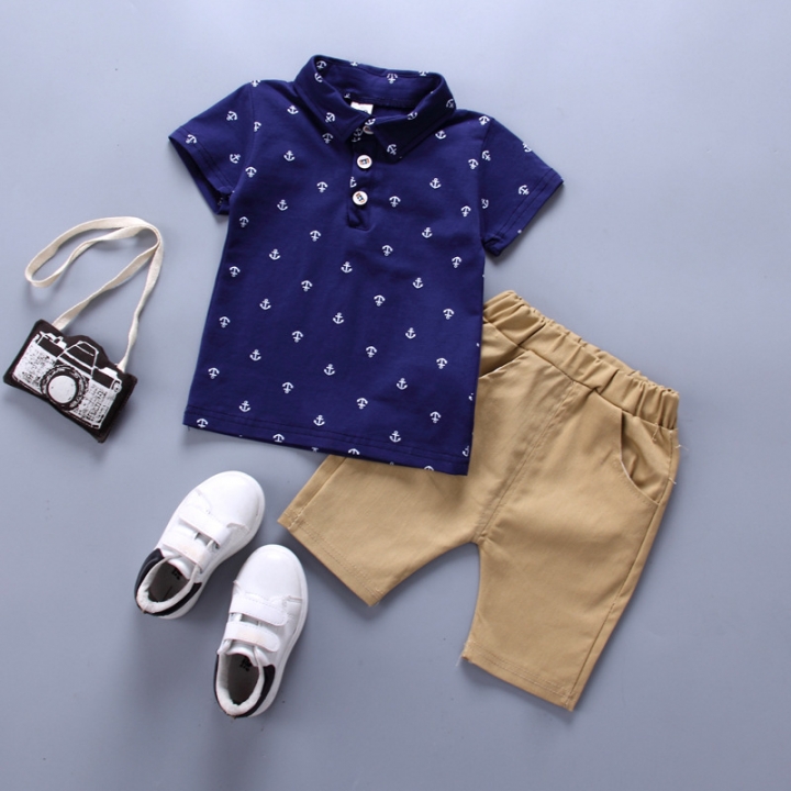 Children&apos;s clothing boy summer new cotton casual short-sleeved pants sports suit baby