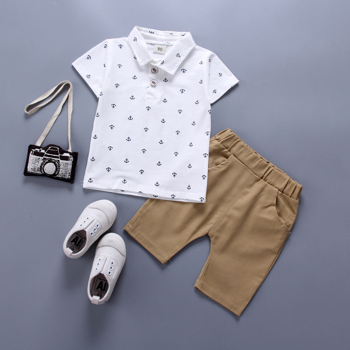 Children&apos;s clothing boy summer new cotton casual short-sleeved pants sports suit baby