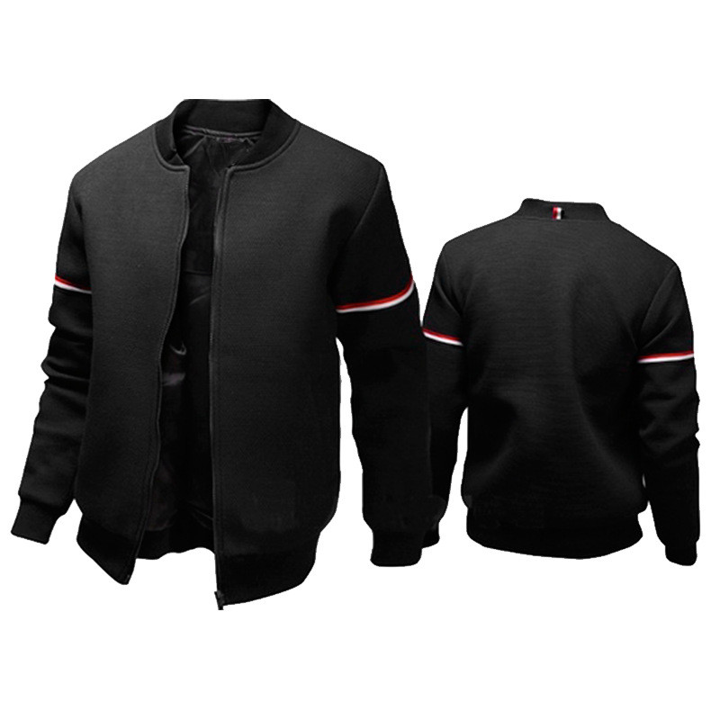 New England Ribbon Decorative Stand Collar Jacket Men&apos;s Slim Jacket Long Sleeve