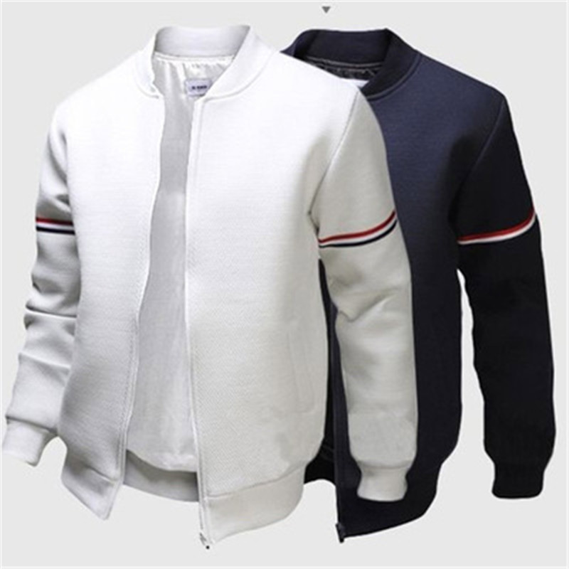 New England Ribbon Decorative Stand Collar Jacket Men&apos;s Slim Jacket Long Sleeve
