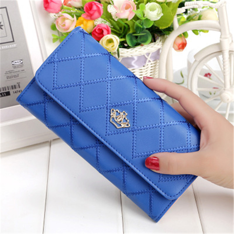 New ladies wallet long zipper small fresh crown rhombic multi-function wallet