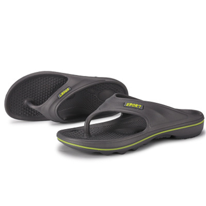 New men&apos;s green flip-flops home bathroom anti-slip sandals and slippers shoes