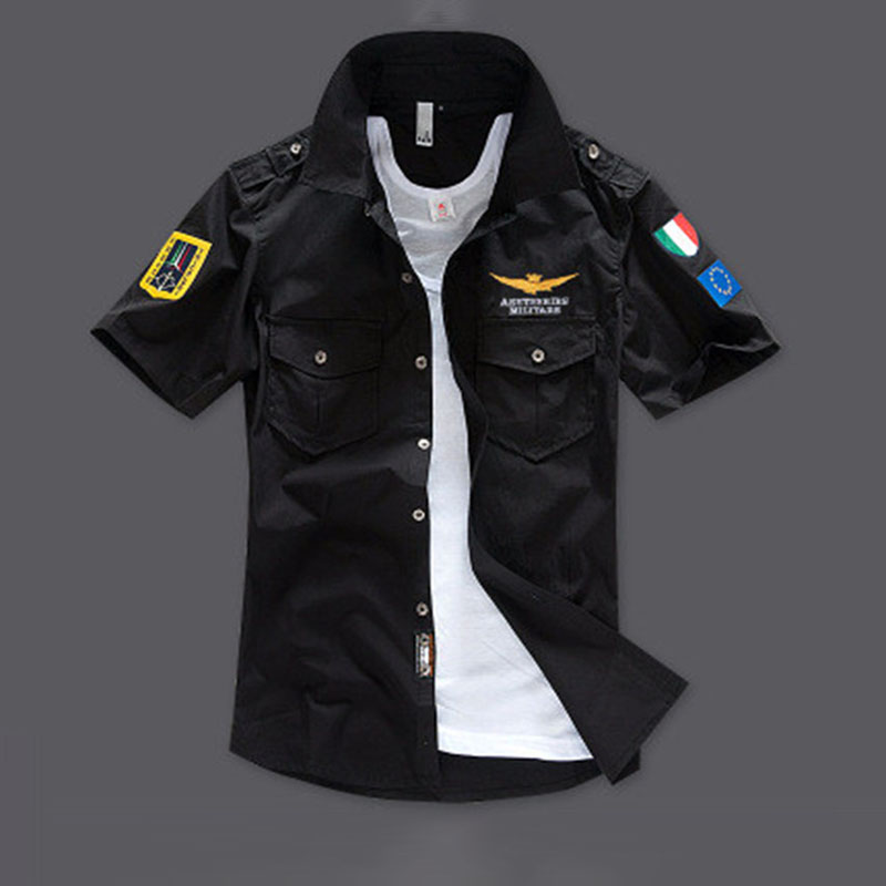 New cotton short-sleeved men's shirt casual slim social business shirt pattern