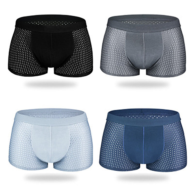 4-piece men wear underwear  ice silk men&apos;s breathable and comfortable mesh boxer briefs shorts