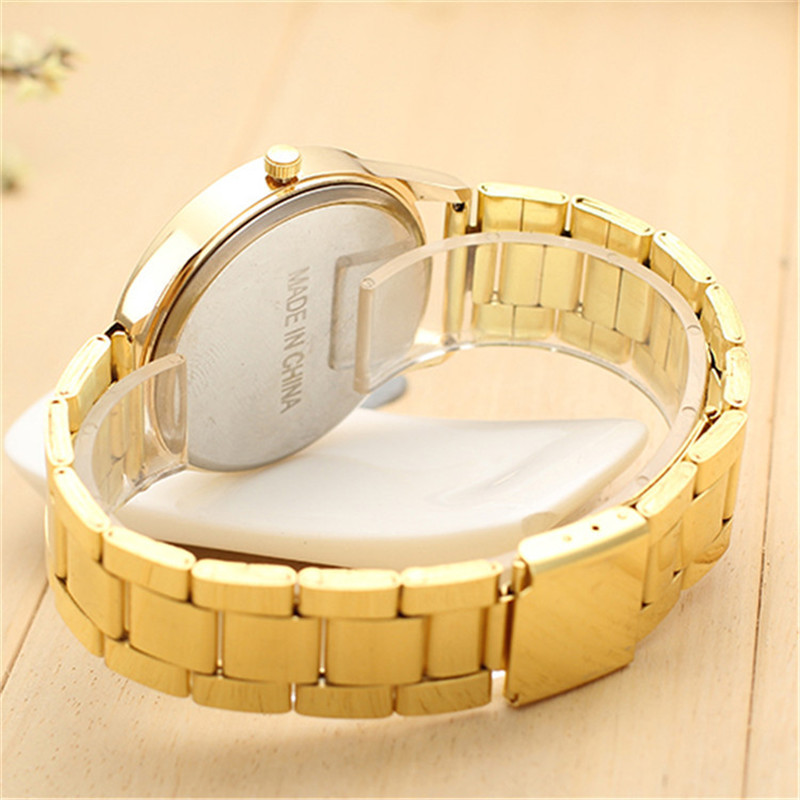 New  watch Women Fashion  Gold Geneva Watches Casual Stainless Steel Dress Wristwatches