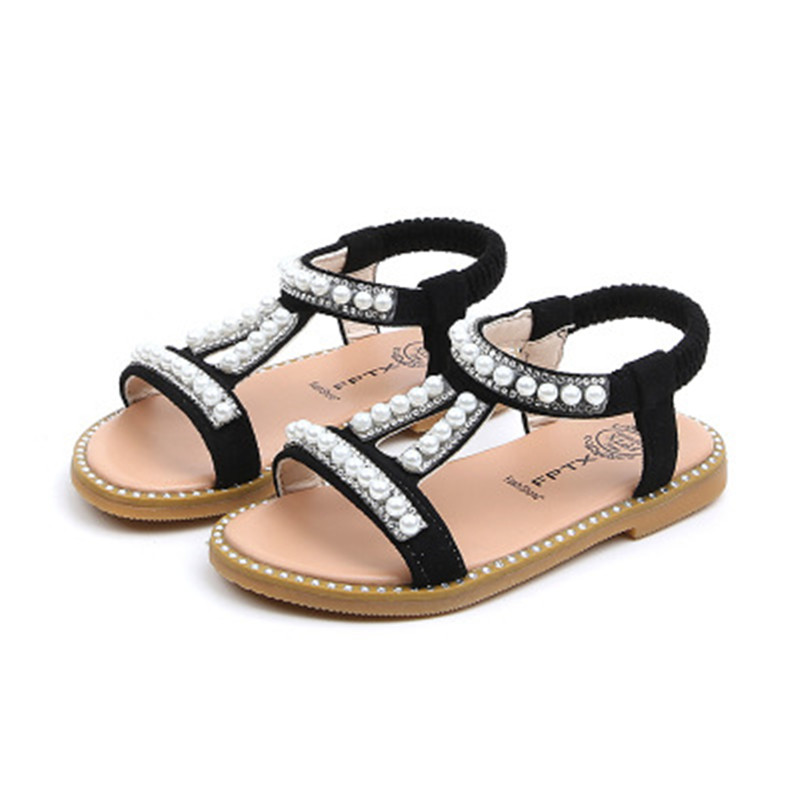 New Girl Pearl Sandals Baby Princess Shoes Small and Middle Children Skid-proof Shoes