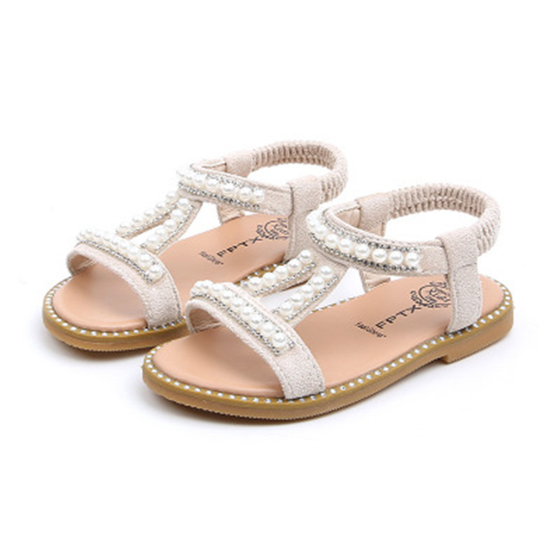 New Girl Pearl Sandals Baby Princess Shoes Small and Middle Children Skid-proof Shoes