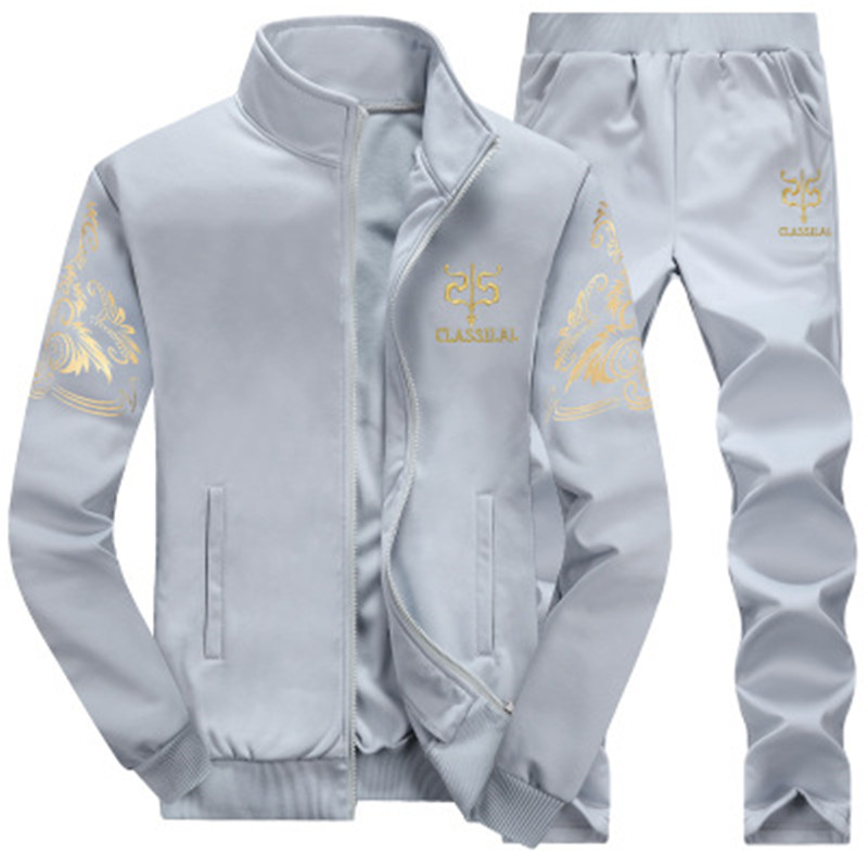 New men&apos;s suit casual long-sleeved jacket sweater and trousers pants