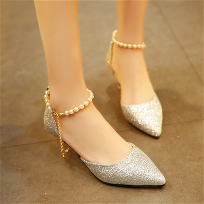 New women's fashion shiny rhinestone stiletto heel women's sandals hollow beaded shoes