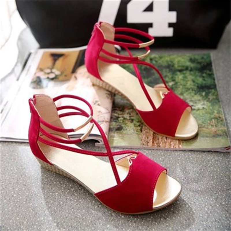 ladies sport shoe  women sandals shoes straps women round head simple low-heeled women slippers
