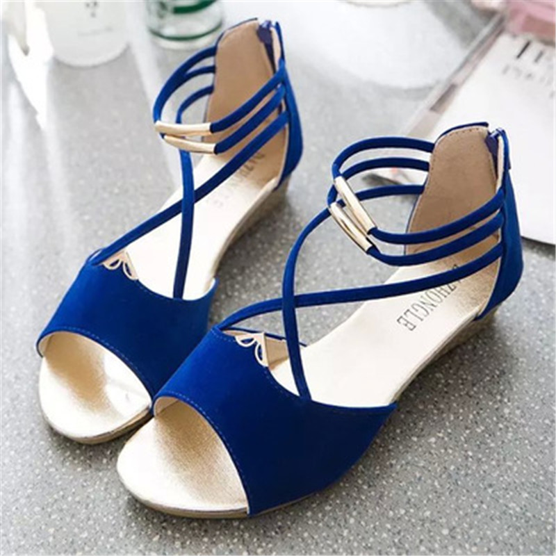ladies sport shoe  women sandals shoes straps women round head simple low-heeled women slippers