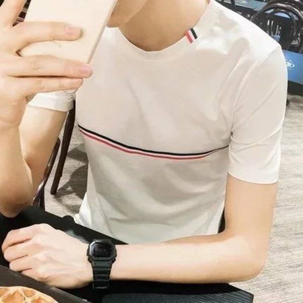 Men T-shirt  half-sleeved student clothes stripes Slim men's half sleeve shirts T-shirts &amp; Polos