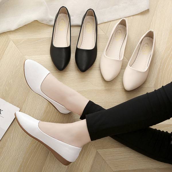 Fashion ladies flat shallow tip simple breathable comfort wild women single  shoes