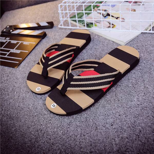 Men striped flip flops beach shoes  slippers shoes