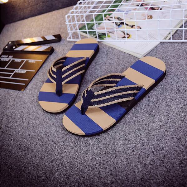 Men striped flip flops beach shoes  slippers shoes