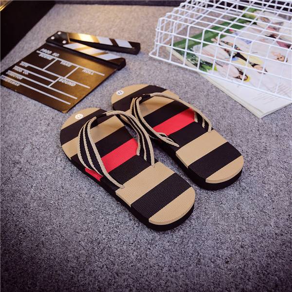 Men striped flip flops beach shoes  slippers shoes