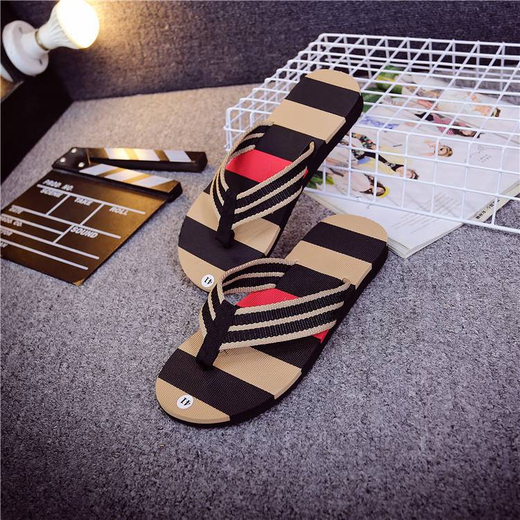 Men striped flip flops beach shoes  slippers shoes