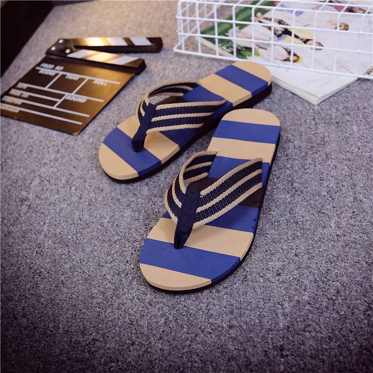 Men striped flip flops beach shoes  slippers shoes