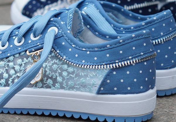 Summer Korean Style Women&apos;s Hollow Denim Mesh Shoes Flat Casual Shoes