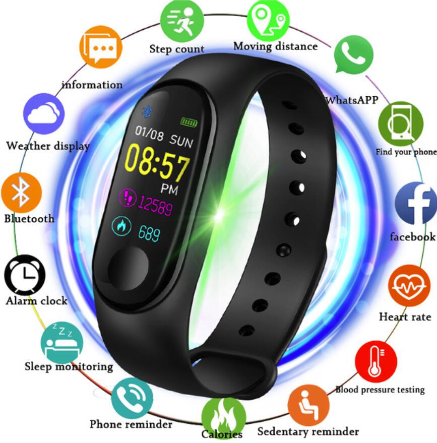Screen Smart Watch Sport Fitness Bracelet Waterproof Blood Pressure Activity Tracker Watches