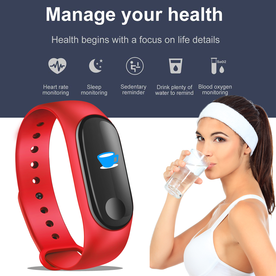 Screen Smart Watch Sport Fitness Bracelet Waterproof Blood Pressure Activity Tracker Watches