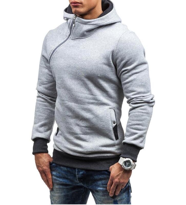 Men Hoodie Sweatshirt  Solid Color Fleece Tracksuit Hombre Hip Hop Male Hooded
