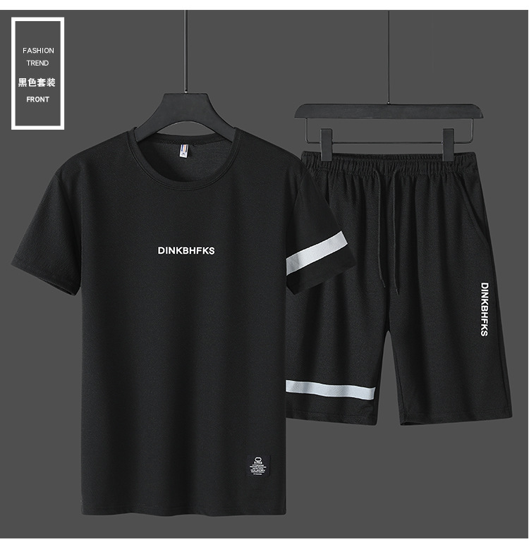 2pc men's short-sleeved suit shorts men's T-shirts &amp; Polos trousers men's