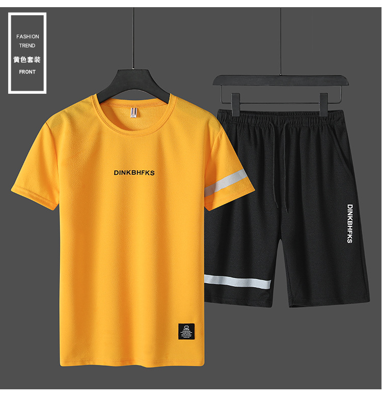 2pc men's short-sleeved suit shorts men's T-shirts &amp; Polos trousers men's