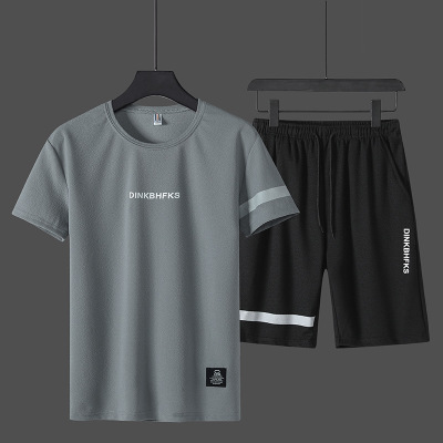 2pc men's short-sleeved suit shorts men's T-shirts &amp; Polos trousers men's