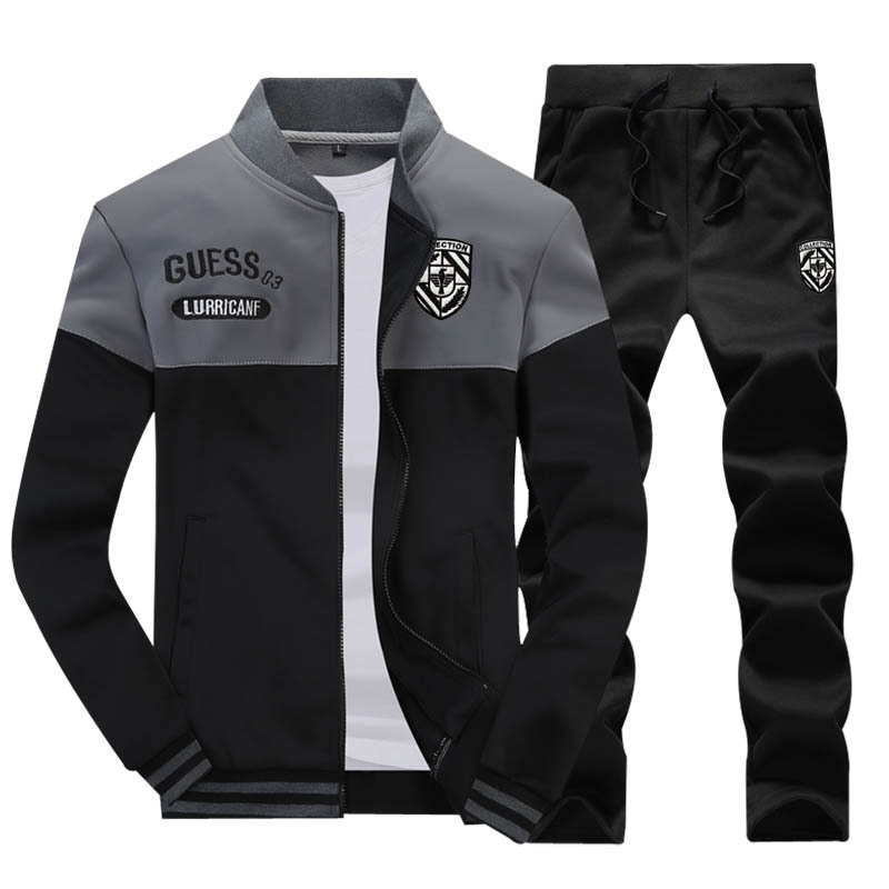 2PC Men&apos;s tracksuit men&apos;s long-sleeved coat and trouser suit