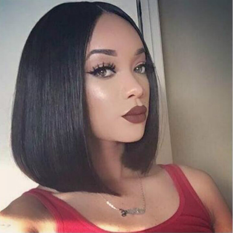 Fashionable lady black long straight hair wigs bangs female style women wig