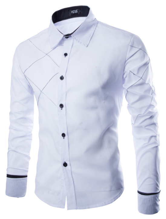 Men's plus-size long-sleeved shirt casual check line design long-sleeved shirt men's thin shirt