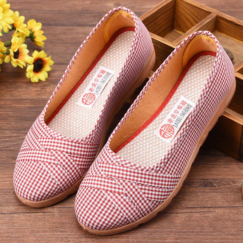 Ladies cloth shoes soft sole non-slip comfortable shoes shallow breathable single women shoe