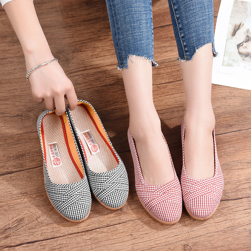 Ladies cloth shoes soft sole non-slip comfortable shoes shallow breathable single women shoe
