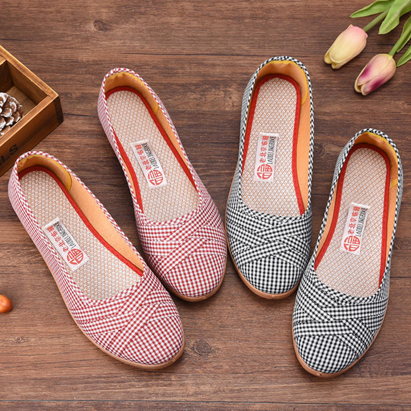 Ladies cloth shoes soft sole non-slip comfortable shoes shallow breathable single women shoe