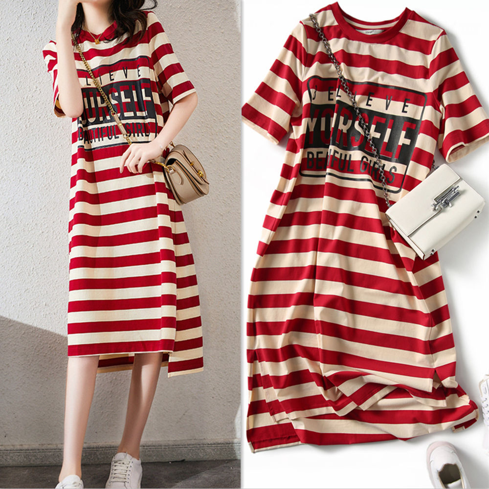 Large size ladies clothes women dress wear  loose  T-shirt dress women clothing