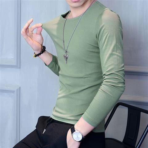 Men's long sleeve T-shirt round neck young men's thin solid color t-shirt men clothes  men wear