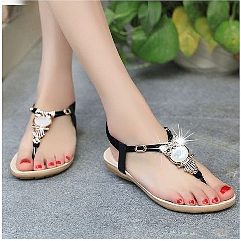 ladies sneakers sport shoe   flat beaded bohemian women sandals  pin toe flat with  slippers shoes