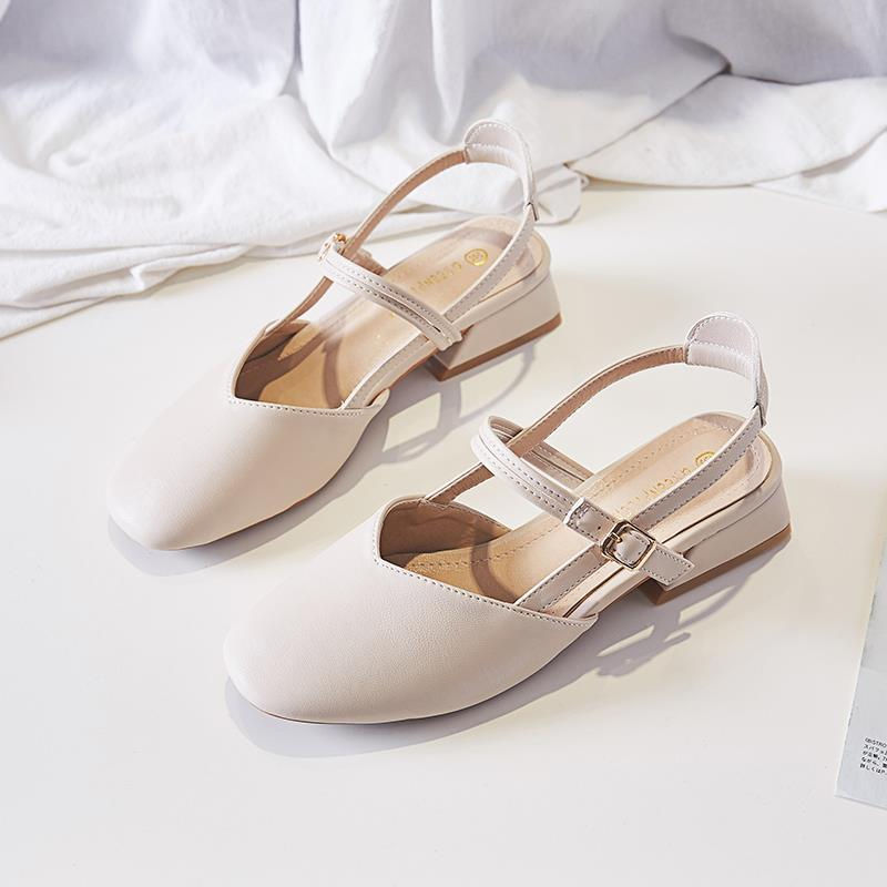 Sandals women's summer middle heel new student's single shoes ladies sandals women shoes
