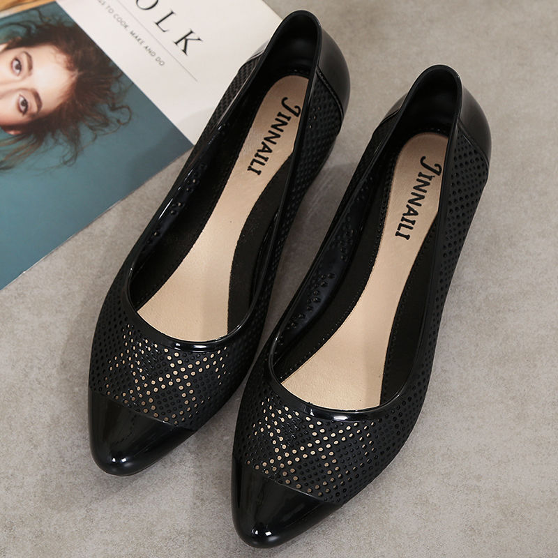 Sandals women's fashion single shoes thick heel anti slip shallow mouth casual women's shoes