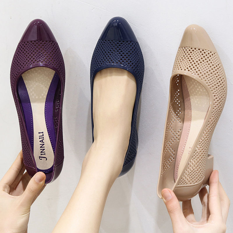 Sandals women's fashion single shoes thick heel anti slip shallow mouth casual women's shoes