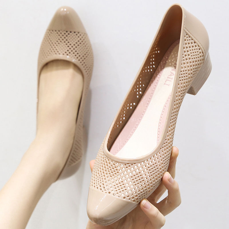 Sandals women's fashion single shoes thick heel anti slip shallow mouth casual women's shoes